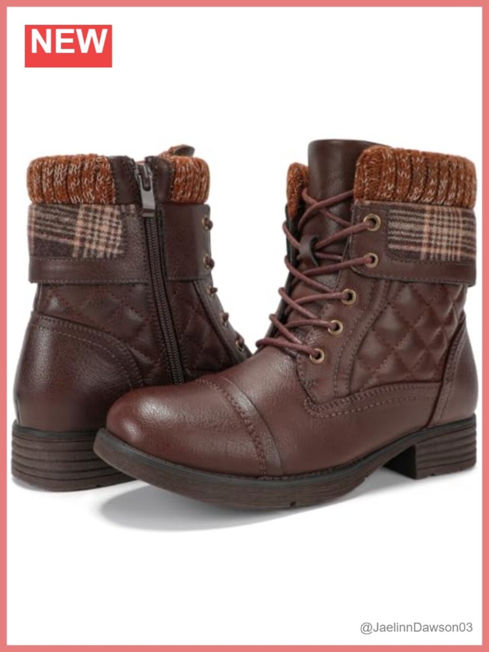 STQ Combat Boots Women Lace Up Winter Warm Non Slip Ankle Boots Faux Leather